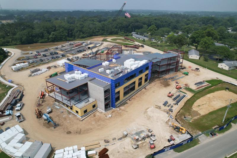 A view from Sussex Drive at the future classrooms of the new middle school.